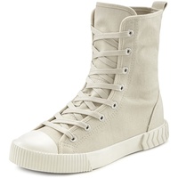 LASCANA Stiefelette, im Combat Look, High Top Sneaker, Schnürschuh, Textil-Boots, beige