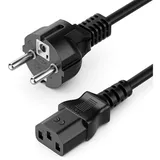 deleyCON 3,0m Kaltgerätekabel Netzkabel Stromkabel Kaltgeräte Strom Kabel Schutzkontakt Typ F (CEE 7/7) auf C13 Buchse PC Computer Monitor Drucker Beamer - Schwarz