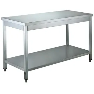 Vaiotec Edelstahl Arbeitstisch / Edelstahltisch Easy mit Grundboden 60 x 60 x 85 cm