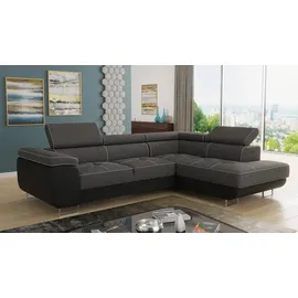 Sofnet Eckcouch Textil 5-Sitzer Schwarz/Grau