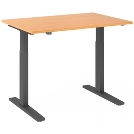 Hammerbacher XMKA12 elektrisch höhenverstellbarer Schreibtisch buche rechteckig, C-Fuß-Gestell grau 120,0 x 80,0 cm