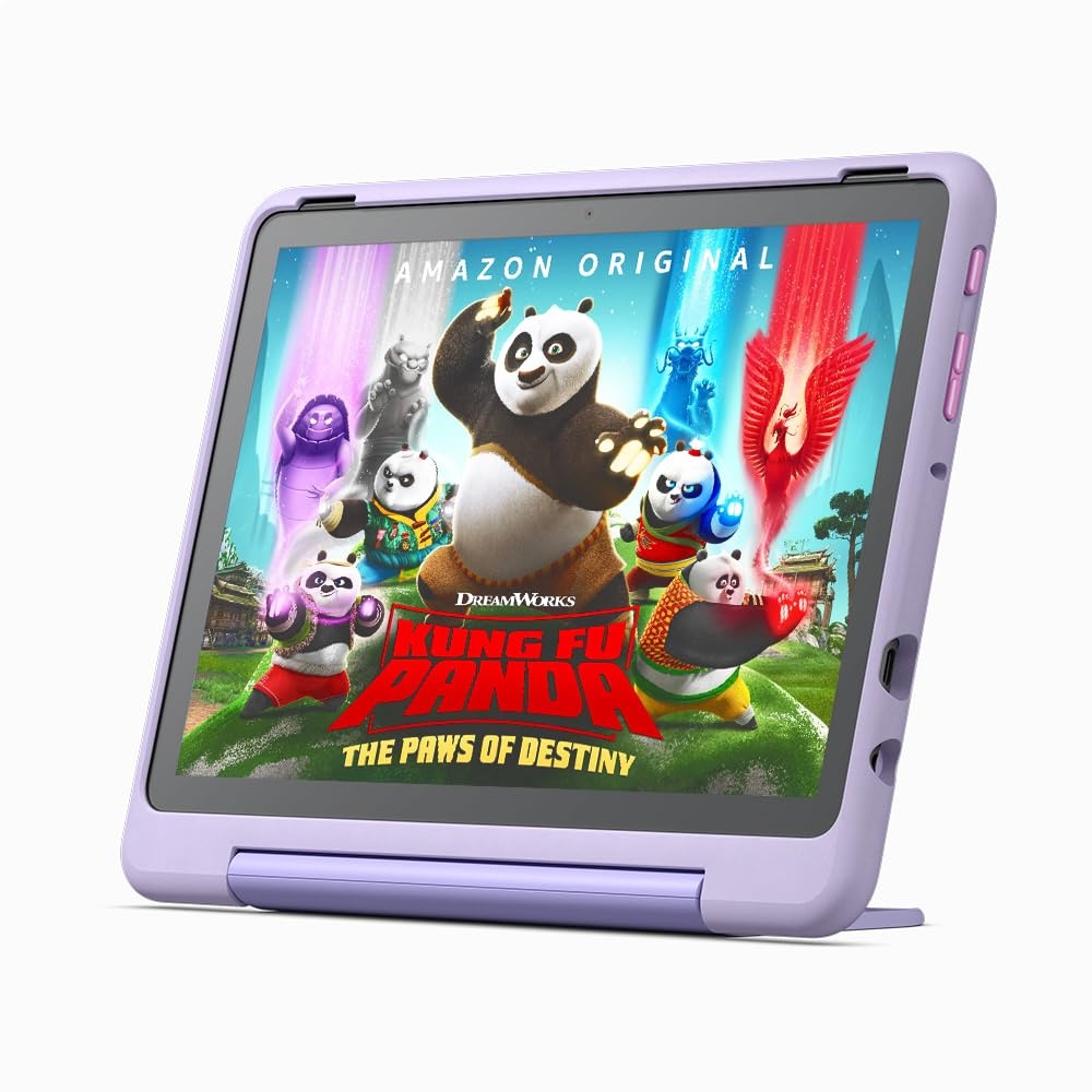 Fire HD 10 Kids Pro-Tablet – für Kinder ab dem Grundschulalter | Mit 10-Zoll-Display, langer Akkulaufzeit, Kindersicherung und dünner Hülle | Version 2023, 32 GB, Happy-Day-Design