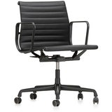 Vitra Bürodrehsessel Alu-Chair Leder Premium F schwarz, Designer Charles & Ray Eames, 83-95x58x56-65 cm