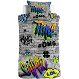 Traumschlaf Graffiti OMG Bunt 155 x 220 cm + 80 x 80 cm