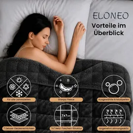 eloneo Sherpa Fleece Gewichtsdecke 155x220cm 9kg, Oeko-Tex Zertifiziert, Entspannungsdecke & Anti-Stress Therapiedecke, schwere Decke zum Schlafen, schwarz
