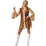 Morph Hippie Kostüm Damen Kleid, Hippie Damen Kleid, 70er Jahre Kostüm Damen, 70er Kostüm Damen, Hippy Kostüm Damen - XL