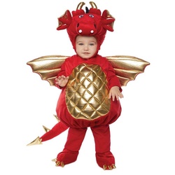 Underwraps Kostüm Roter Drache, Imposantes Drachenkostüm für kleine Kinder rot 92-104