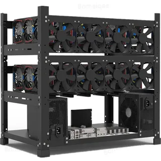 Mining Rig Rahmen für 12 GPU, Unterstützung für Dual Power Supply für Crypto Coin Currency Bitcoin ETH ETC ZEC Mining Tools - Nur Rahmen, Lüfter und GPU sind Nicht im Lieferumfang enthalten