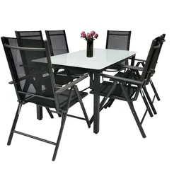 Möbel Kraft Gartenmöbel Set 7-tlg. Schwarz