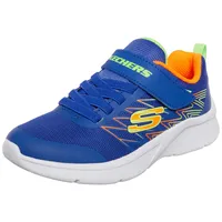 SKECHERS Microspec Texlor Sneaker, Blue Textile Orange Lime Trim,