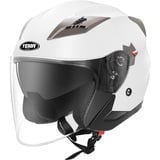 YEMA Jethelme Rollerhelm Sturzhelm Chopper Helm YM-627 Motorradhelm ECE mit Doppelvisier Sonnenblende für Damen Herren Erwachsene-Weiß-XL