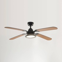 LUCANDE LED-Deckenventilator Tedric, schwarz, leise, 133 cm