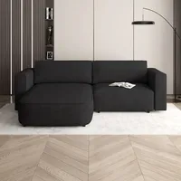 Beautysofa Ecksofa CARLOS velo637- Schwarz, mit Schlaffunktion mit Bettkasten