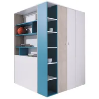Lomadox Begehbarer Kleiderschrank in weiß mit Eiche und blau,
