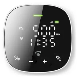 Nedis SmartLife Luftqualitätsmonitor - Wi-Fi - inkl. Display - Kohlendioxid (CO2) / Luftfeuchtigkeit / Temperatur - Android / IOS - Schwarz / Weiss