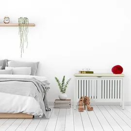 Relaxdays Sitzbank Truhenbank Weiß 56 x 78 x 39 cm