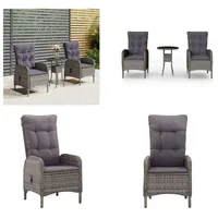 vidaXL 3 tlg. Garten Bistro Set Poly Rattan Grau - Bistro-Set - Bistro-Sets - Garten-Bistro-Set - Terrassenmöbel-Set - Grau