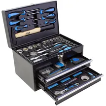 Karcher Werkzeugkasten - 117-teiliges Werkzeugset aus Chrom Vanadium & Karbonstahl mit Hammer, Schraubendreher, Steckschlüssel, Bitsatz uvm.