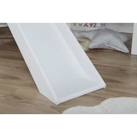 TICAA Podestbett Ekki mit Rutsche 90 x 200 cm Kiefer massiv weiß