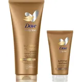 Dove Kit Selbstbräunungslotion Summer Revived, Für Gesicht und Körper, Mittlere und Dunkle Hauttypen, Stufenweise Bräune, Strahlende Haut, 72H Feuchtigkeit, Mit Aloe Vera, 1x 200 ml + 1x 75 ml
