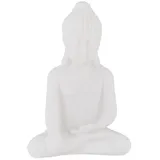 Relaxdays 2x Weiße Buddha Figur 17 cm Weiß