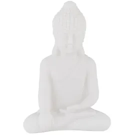 Relaxdays 2x Weiße Buddha Figur 17 cm Weiß
