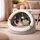 QLS Plüsch Katzenhaus mit Kissen 31x30x28cm - warmes weiches Katzenbett Indoor 11416 - Grau