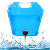 Livdouyu Wasserkanister Faltbar 5L/10L Wasserkanister Mit Hahn Trinkwasser Wasserbehälter mit Tragegriff Wiederverwendbare Faltwasserkanister für Outdoor Camping Wanderungen Picknicks