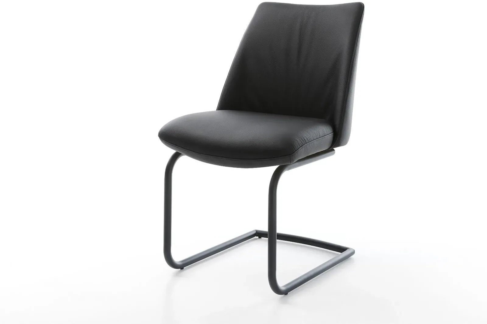 DELIFE Cantilever Elso-Flex cuir de vache noir pied cantilever rond noir ressorts ensachés, Chaises de salle à manger