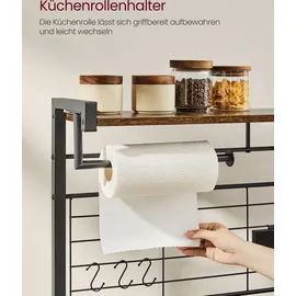 VASAGLE Küchenregal, mit Magnetleiste, Drahtkorb, Küchenrollenhalter - Braun