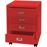 Mendler Rollcontainer HWC-L49, Schubladenschrank Stahlschrank Aktenschrank, Metall 55x40x41cm 4 Schubladen ~ rot