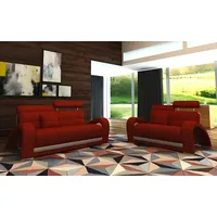 Xlmoebel Polstergarnitur Moderne Ledersofa-Couch in elegantem Design und hohem Sitzkomfort, (2-tlg., 3Sitzer + 2Sitzer 2232), Hergestellt in Europa rot