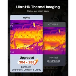 Vevor Wärmebildkamera, 384x288 IR-Auflösung, Wärmebildgerät mit 5-MP-Sichtkamera, 30-Hz-Bildwiederholfrequenz, Infrarot-Imager mit 3,5-Zoll-Touchscreen, -20 bis 50 °C, WLAN-Unterstützung