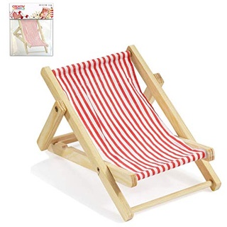 CREATIV DISCOUNT Mini Liegestuhl rot-weiß, aus Holz, ca.10 cm