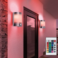 Außenleuchte Fassadenlampe Wandleuchte Bewegungsmelder RGB LED Edelstahl 2er Set