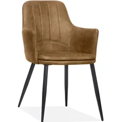 Maxfurn Dalma Dining Stuhl mit Armlehne Metall/Softyl-Mikrofaser - Schwarz