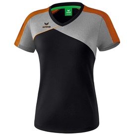 Erima Damen T-shirt Premium One 2.0 T-Shirt, schwarz/grau melange/neon orange, 46, 1081815