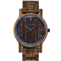 Holzkern Armbanduhr Quarz Herbstmorgen Zebrano/Wenge