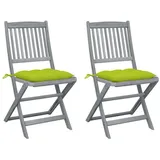 vidaXL Klappbare Gartenstühle 50 x 50 x 88 cm grau/grün 2 St.