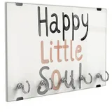 DEQORI Schlüsselbrett 'Glückliche Kinderseele', (1 St), Schlüsselhalter Schlüssel Haken Schlüsselboard modern Schlüsselleiste weiß