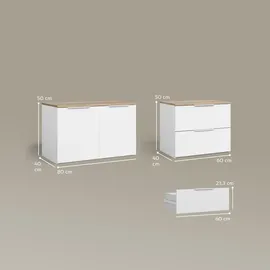 livinity® WOHNWAND Piave Weiß/Sonoma 3 Teile