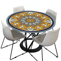 Morbuy Tischdecke Outdoor Rund 180 cm, Elastisch Rund Abwaschbar Tischdecken Wasserabweisend Lotuseffekt Garten Tischdecke Mandala Table Cloth, Ideal für 160cm-170cm