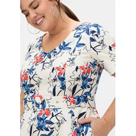 sheego Etuikleid Gemustert Beige 58