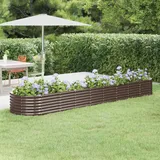 vidaXL Hochbeet Pulverbeschichteter Stahl 368x80x36 cm Braun -
