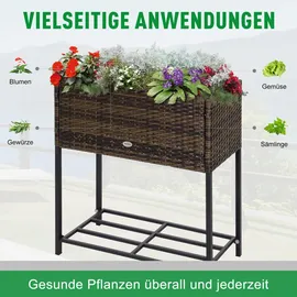 Outsunny Poly Rattan Hochbeet 30 x 30 x 70 cm Braun