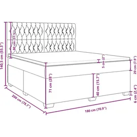 vidaXL Boxspringbett mit Matratze Dunkelgrau 180x200 cm Samt
