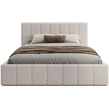 FEDVE Polsterbett Doppelbett Handorf Schlafzimmer Bett Bettkasten 180x200 cm Creme (Anthology 01) - Creme