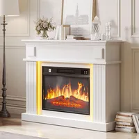 YITAHOME Elektrokamin, 23inch Realistischer 3D Flammeneffekt Erwärmungsfreistehender Elektrischer Kamin mit Timer und 24-Farb-LED-Lichtband und Fernbedienung