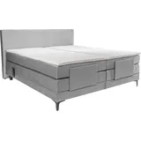 Boxspringbett ALINA "Powell" Komplettbetten Gr. Samt, Liegefläche B/L: 160cm x 200cm, Gewicht bis: 80 kg + 80 kg H2 + H2, 5-Zonen-Tonnentaschen-Federkernmatratze, grau (silbergrau dmo 29) Boxspringbett inkl. Motor, Matratze und Topper, in unterschiedlichen Ausführungen