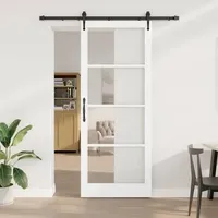 vidaXL Schiebetür mit Hardware-Set Weiß 93x232 cm Massivholz Kiefer